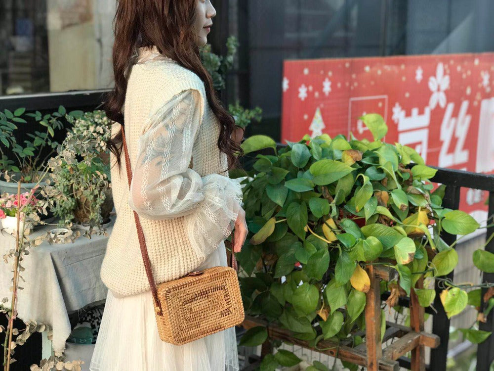 Square Rattan Bag Hand-Woven Bag