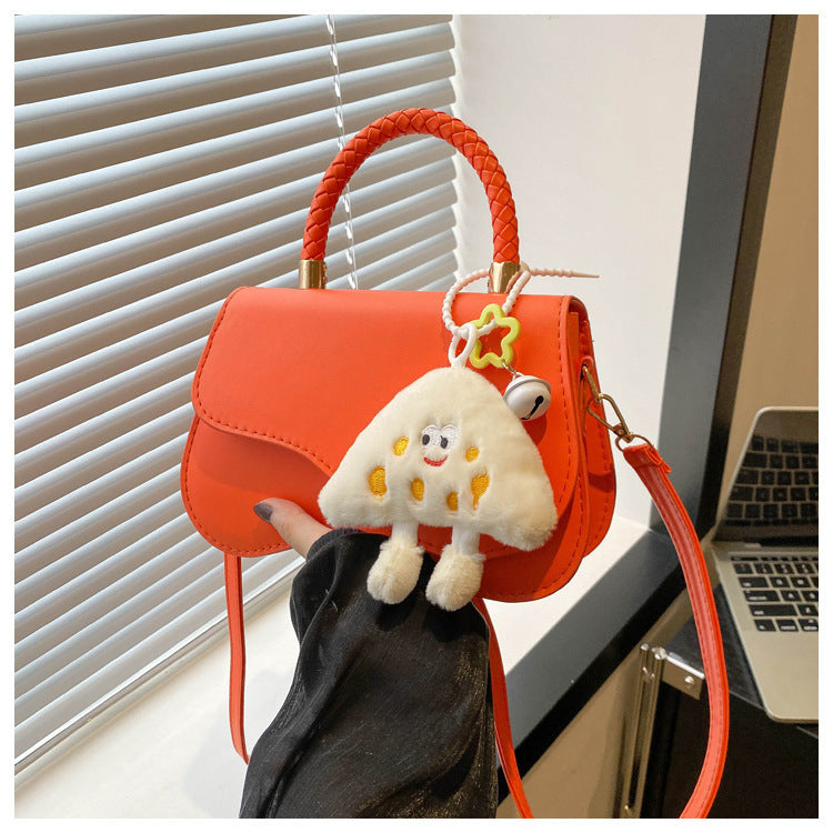 Stylish Mini Crossbody Bag with Plush Charm