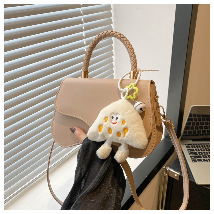 Stylish Mini Crossbody Bag with Plush Charm