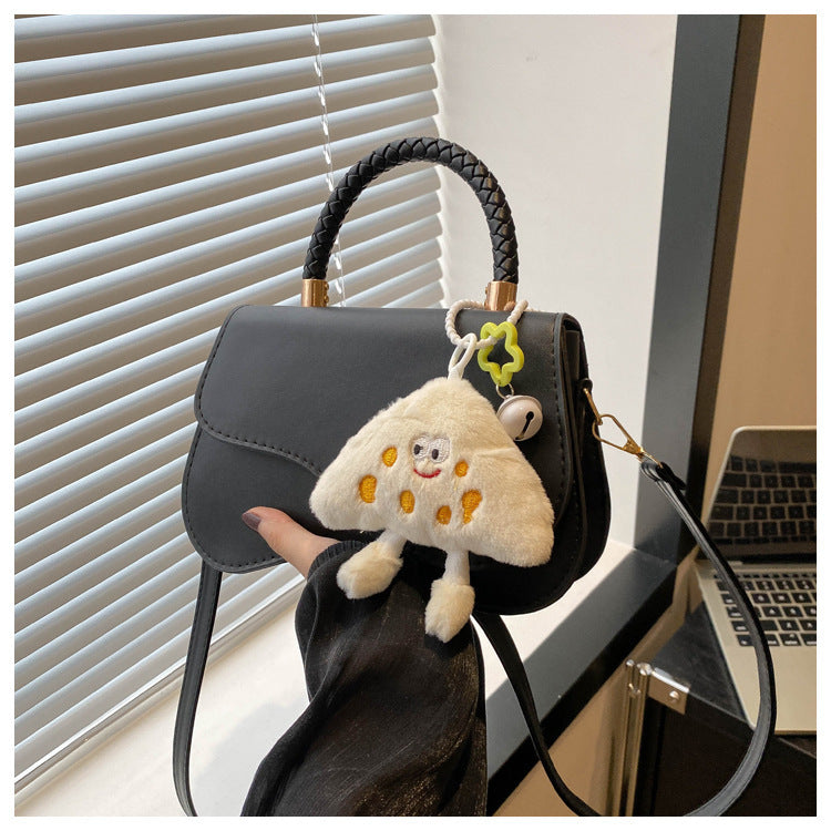 Stylish Mini Crossbody Bag with Plush Charm