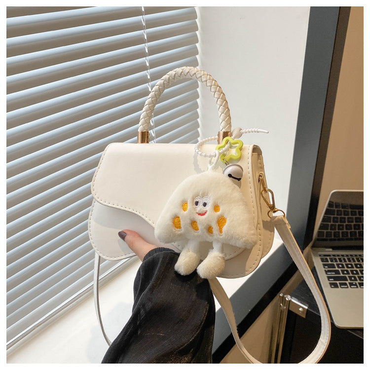 Stylish Mini Crossbody Bag with Plush Charm